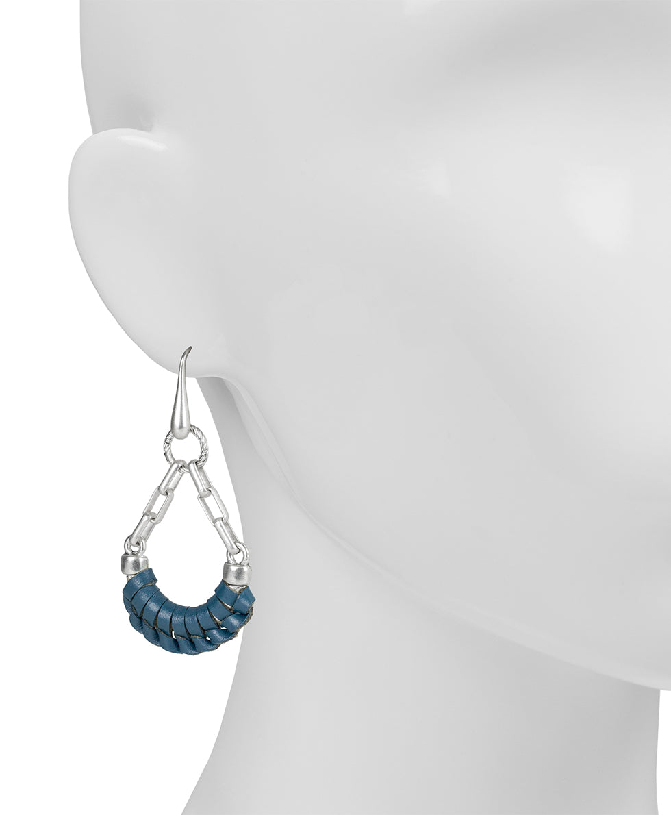 Fidelia Wrapped Leather Dangle Earrings - Wrapped - fuchsia / antique gold - by Patricia Nash - View 2 of 6