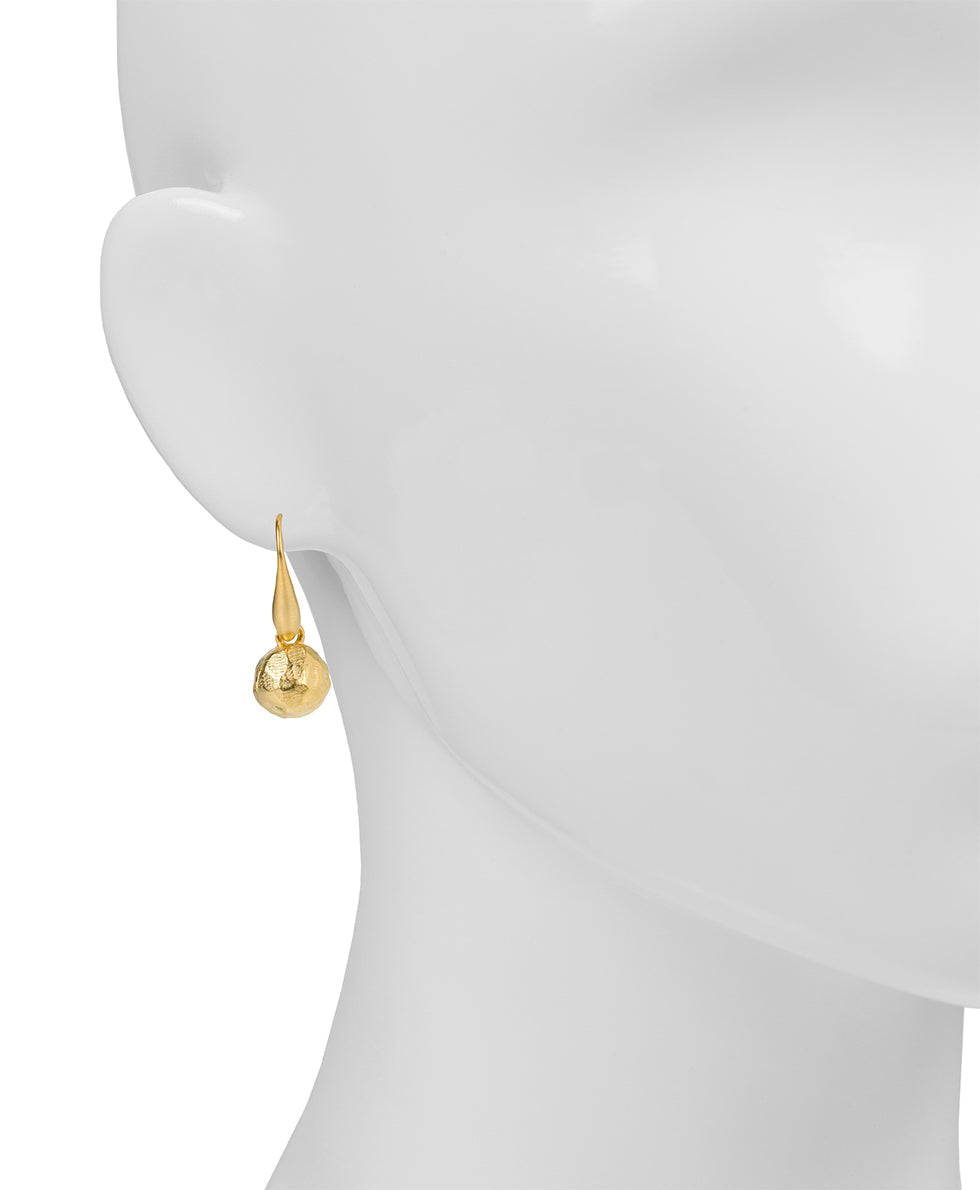 Hammered Ball Drop Earrings - Not So Basics - silver ox - by Patricia Nash - View 2 of 6