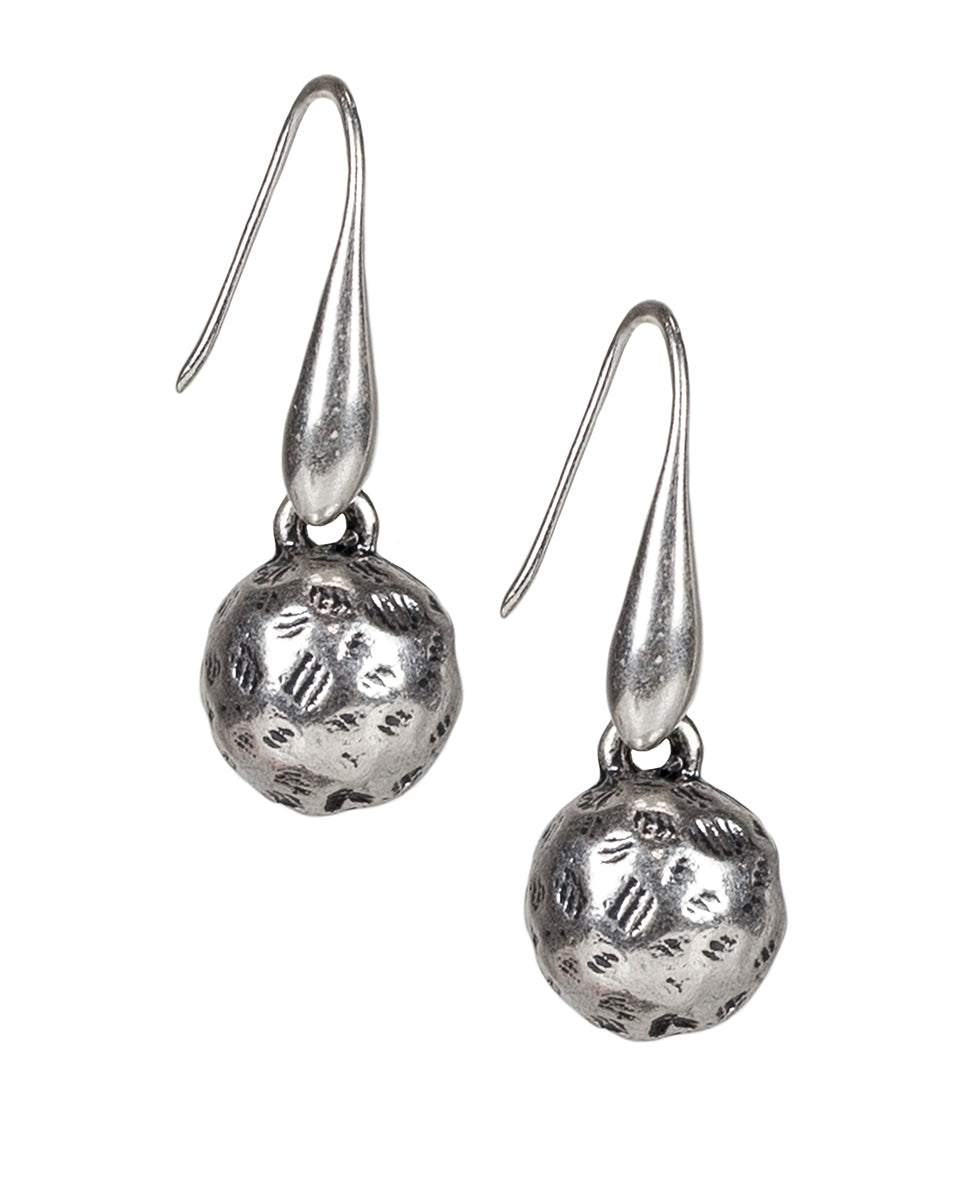 Hammered Ball Drop Earrings - Not So Basics - silver ox - by Patricia Nash - View 3 of 6
