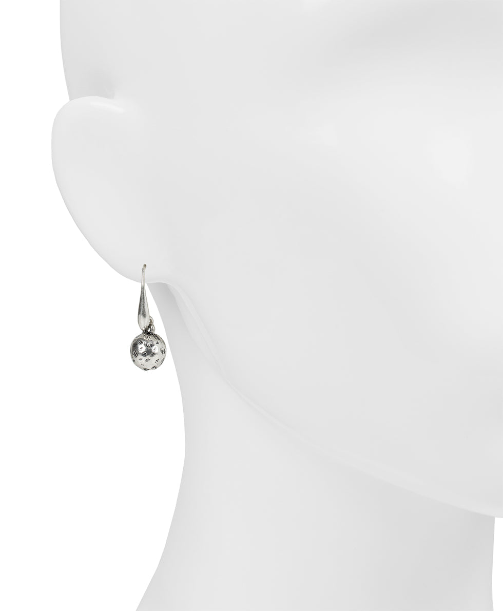Hammered Ball Drop Earrings - Not So Basics - silver ox - by Patricia Nash - View 4 of 6