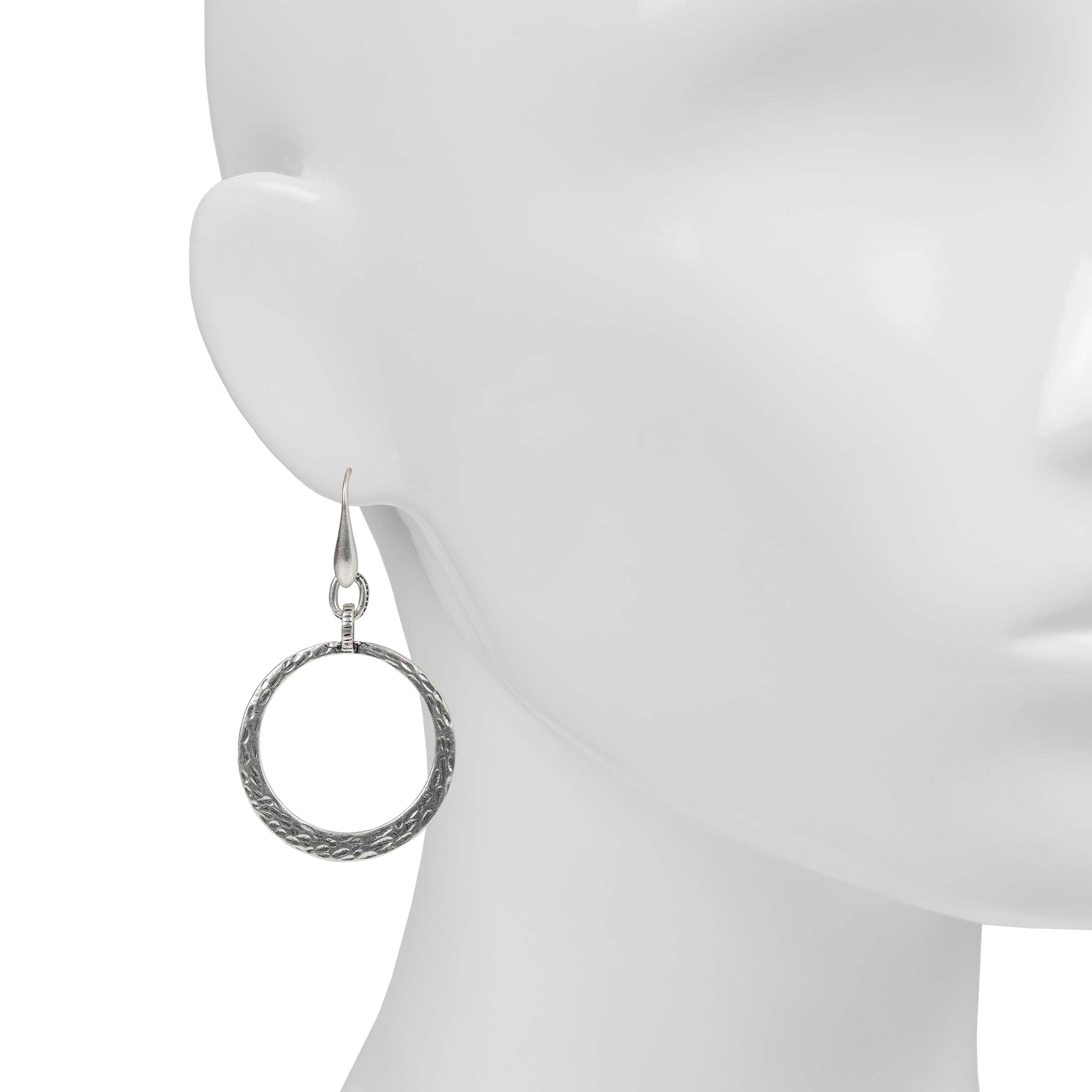 Hammered Wire Hoop Earrings - Basics Collection - antique gold - by Patricia Nash - View 6 of 6