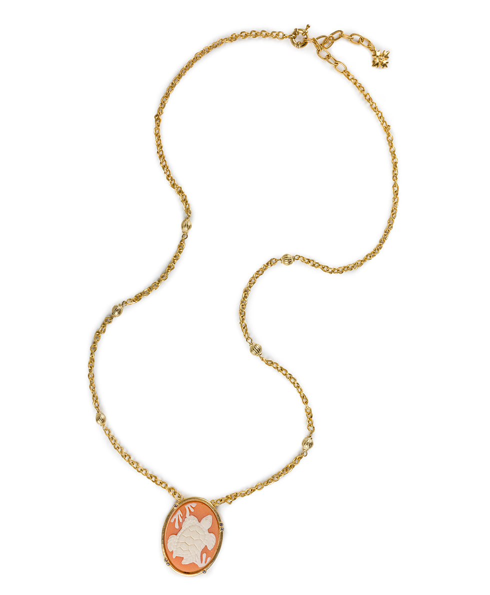 Patricia Nash Gold-Tone Coral Simulated Oval Cameo Necklace & sold Earrings Set