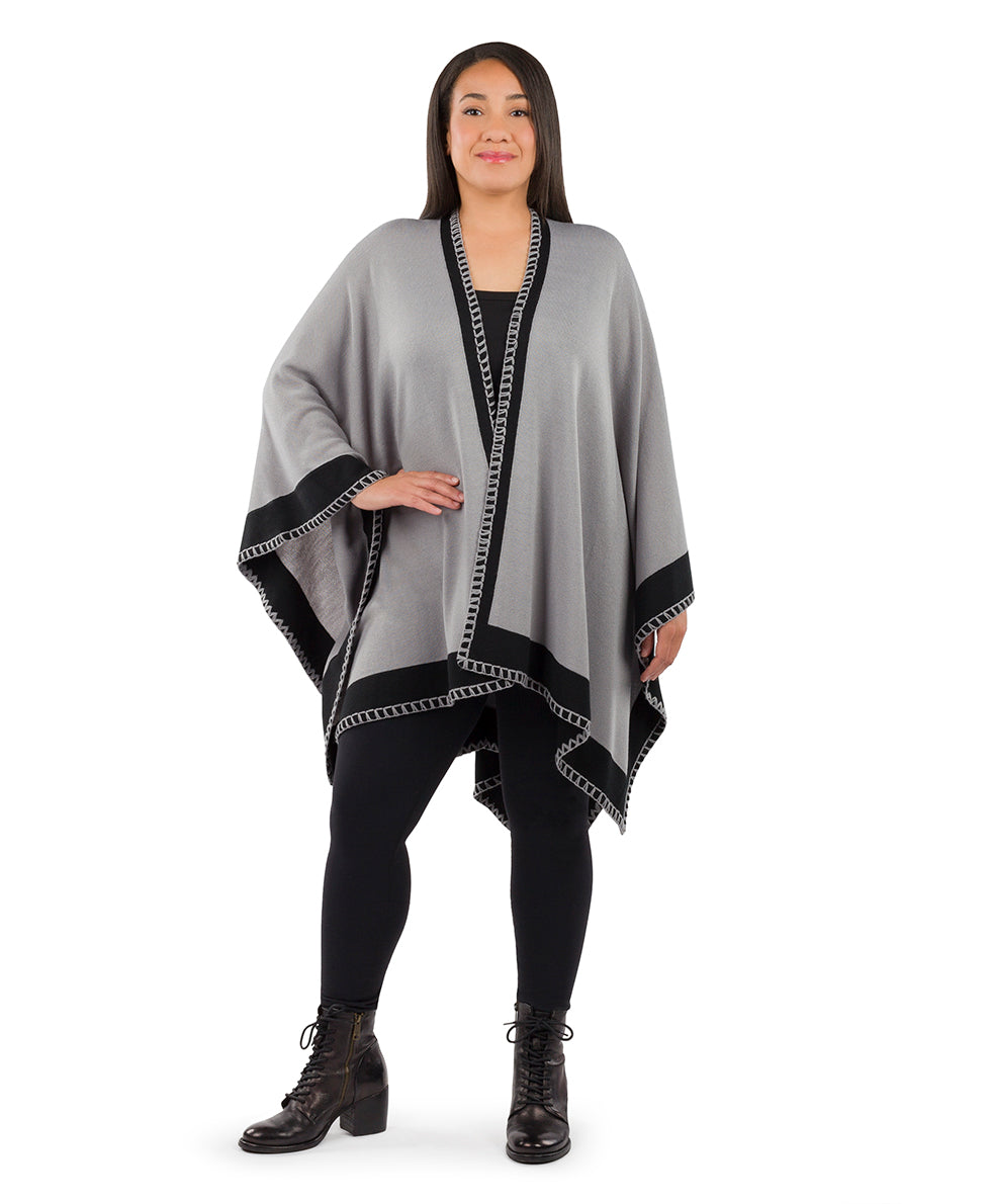 Colorblock Short Shawl - Classics - maroon / black - by Patricia Nash - View 36 of 50