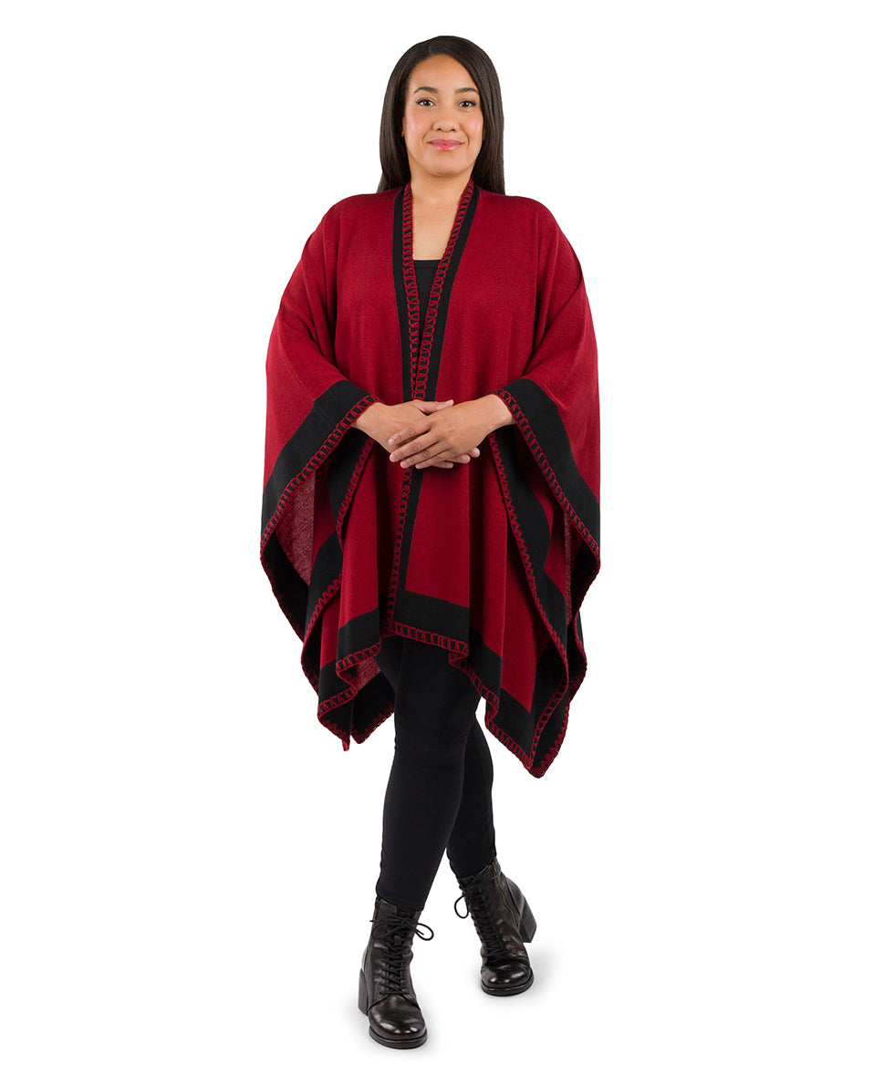 Colorblock Short Shawl - Classics - maroon / black - by Patricia Nash - View 40 of 50