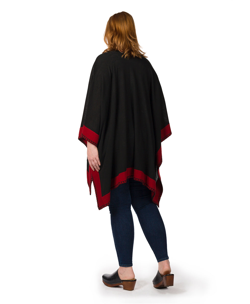Colorblock Short Shawl - Classics - maroon / black - by Patricia Nash - View 2 of 50