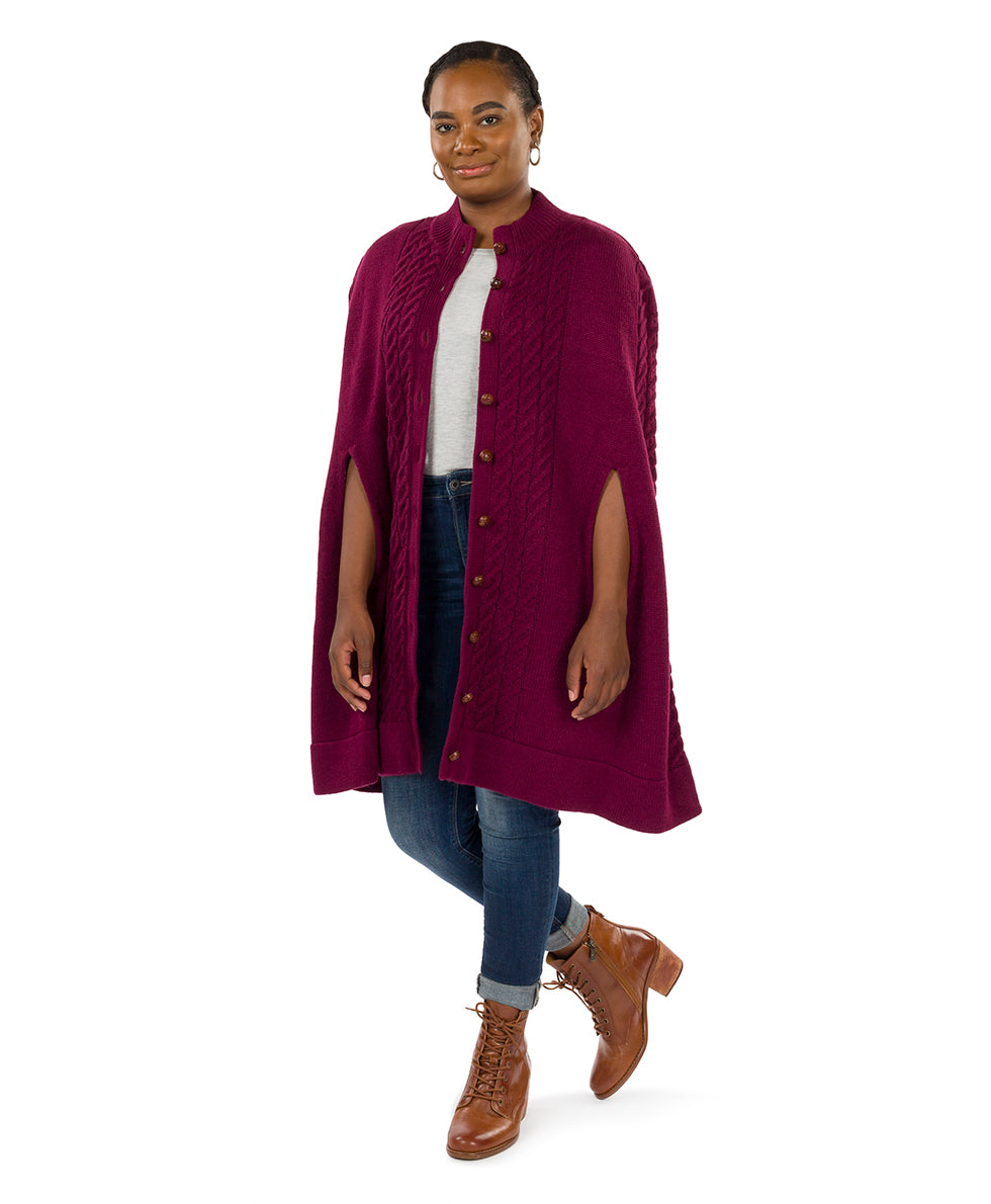 Long Cable Cape - Vintage - black - by Patricia Nash - View 6 of 23