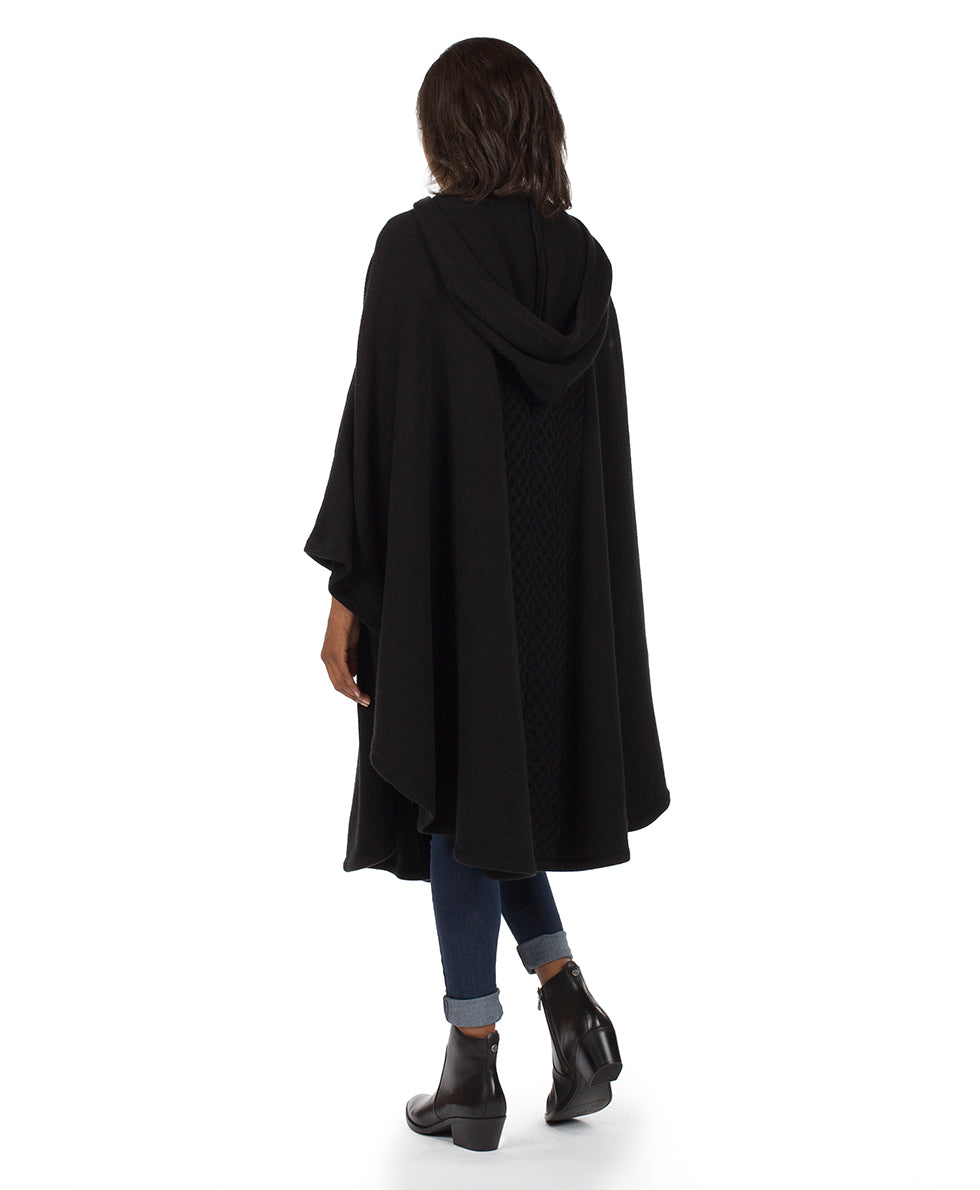Hooded Cape with Clasp - Cable - black - by Patricia Nash - View 2 of 16
