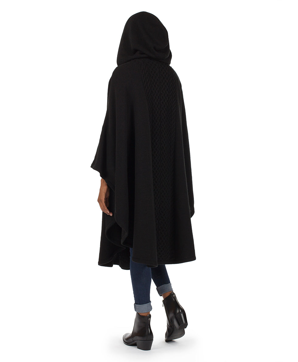 Hooded Cape with Clasp - Cable - black - by Patricia Nash - View 3 of 16