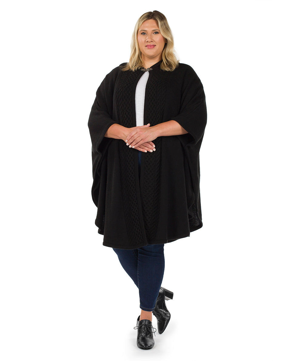 Hooded Cape with Clasp - Cable - black - by Patricia Nash - View 4 of 16