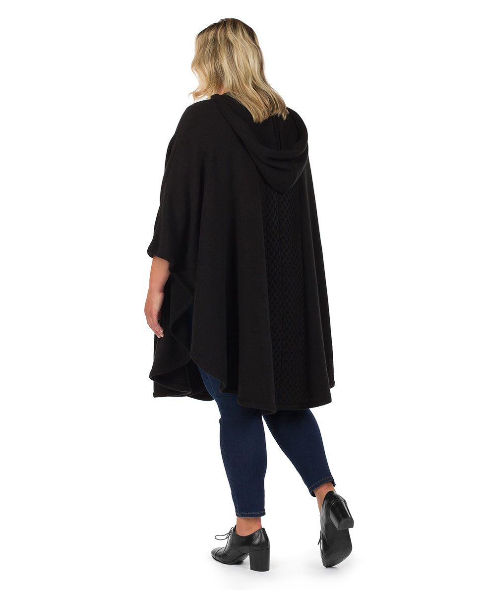 Hooded Cape with Clasp - Cable - black - by Patricia Nash - View 5 of 16