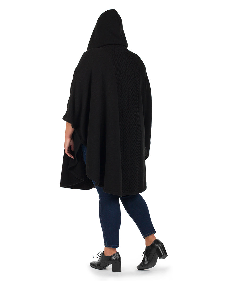 Hooded Cape with Clasp - Cable - black - by Patricia Nash - View 6 of 16