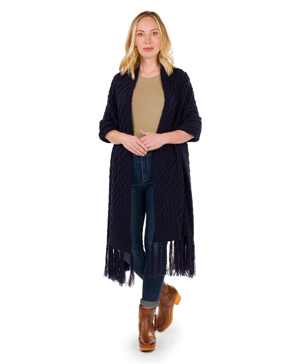 Oversize Cable Knit Scarf - Fringed - camel - by Patricia Nash - View 13 of 30