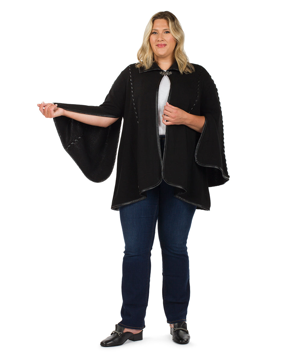 Female - Hand Laced Cape with Clasp - Vintage - black - by Patricia Nash - View 13 of 30