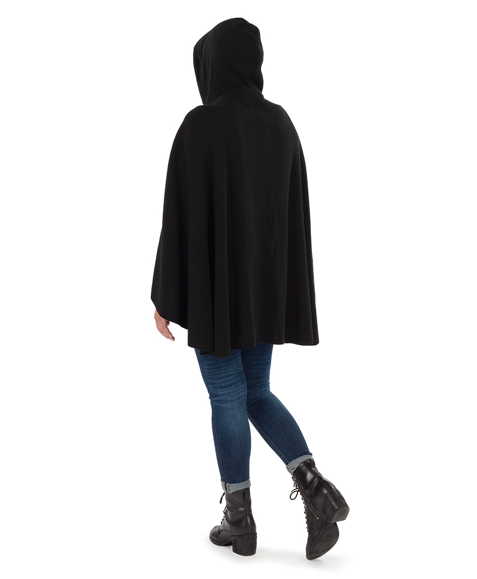 Hooded Cape with Buttons - Vintage - black - by Patricia Nash - View 3 of 15