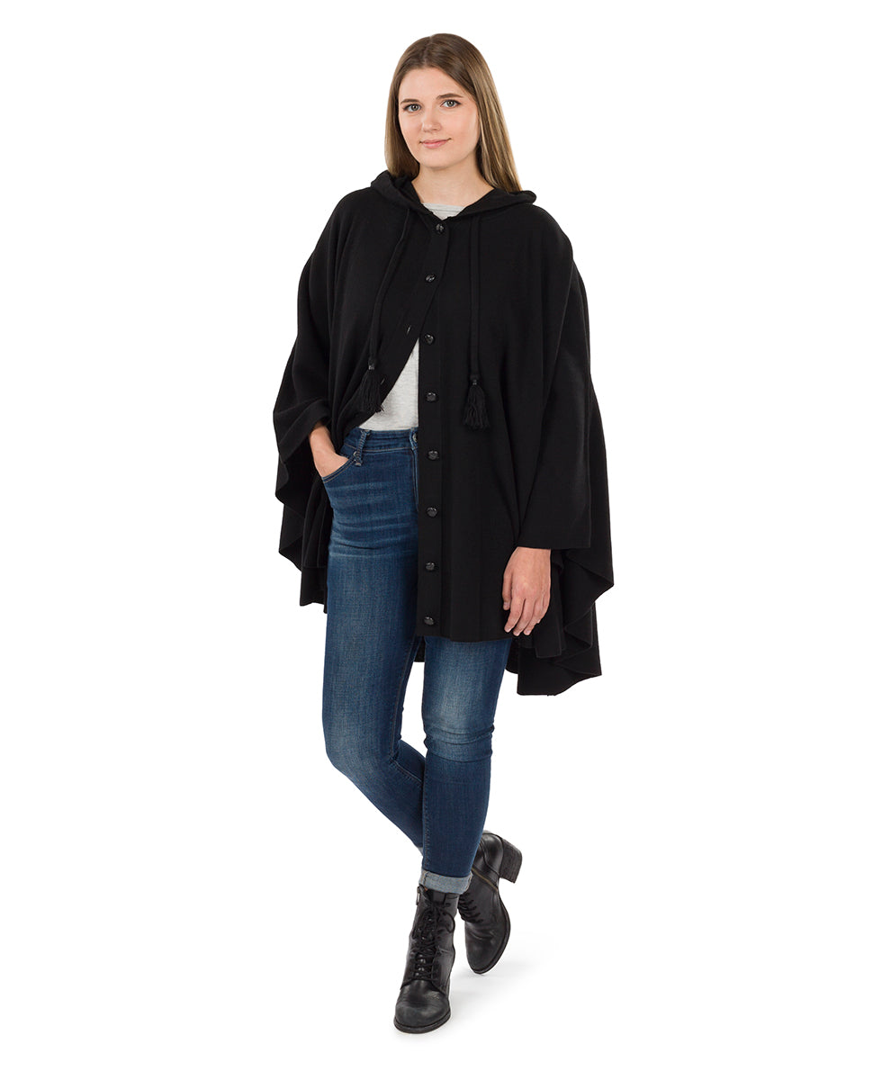 Hooded Cape with Buttons - Vintage - black - by Patricia Nash - View 4 of 15