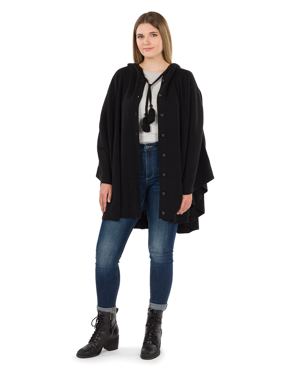 Hooded Cape with Buttons - Vintage - black - by Patricia Nash - View 5 of 15