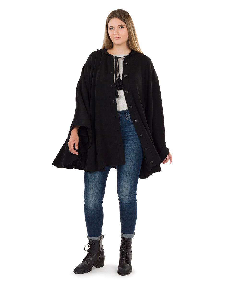 Hooded Cape with Buttons - Vintage - black - by Patricia Nash - View 6 of 15