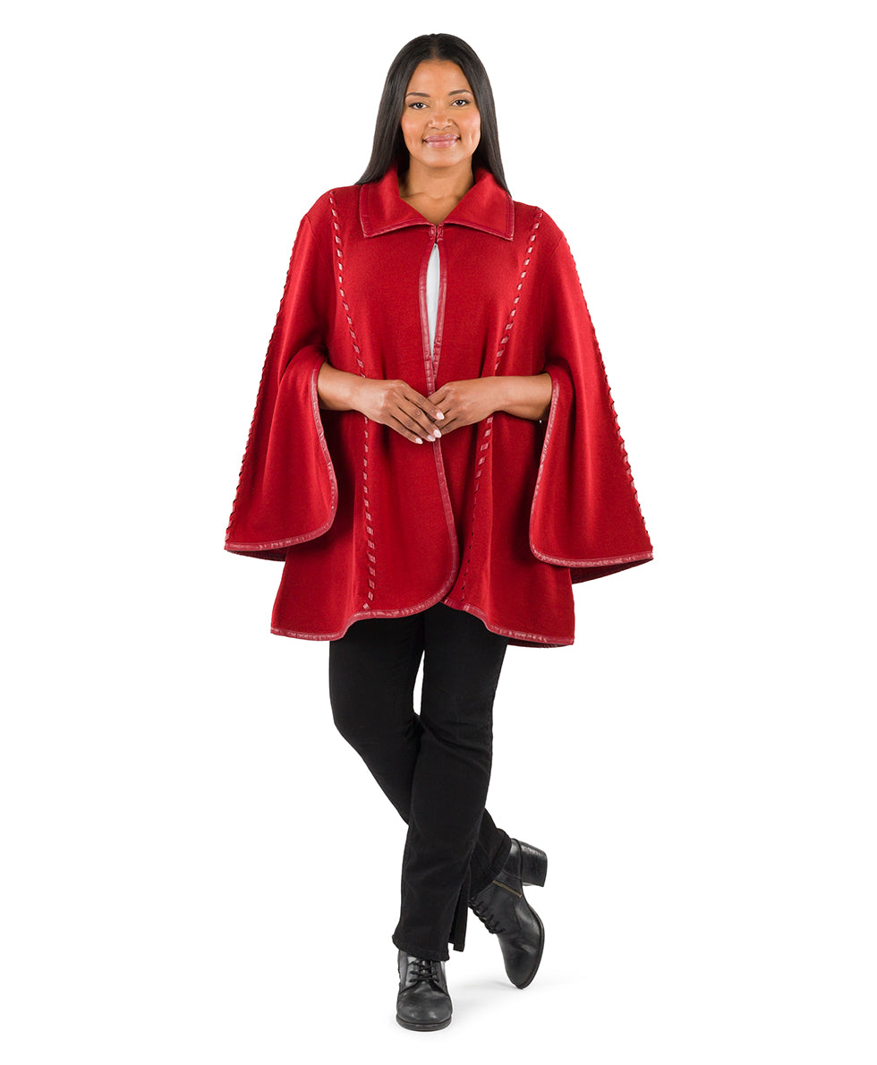 Sleeved Cape - Vintage - maroon - by Patricia Nash - View 15 of 67