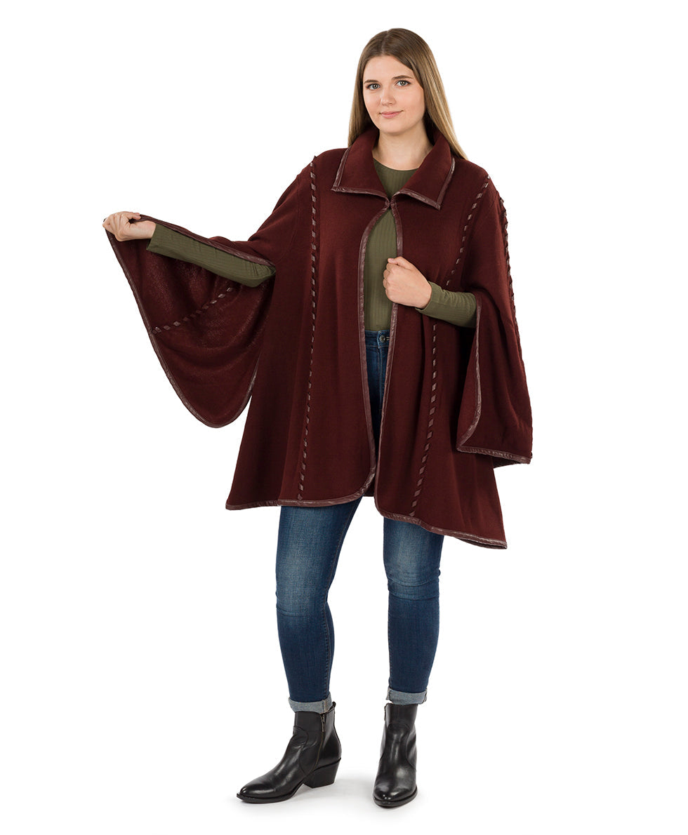 Sleeved Cape - Vintage - maroon - by Patricia Nash - View 3 of 67