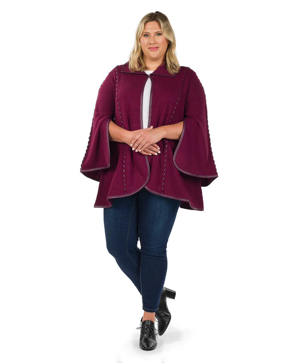 Sleeved Cape - Vintage - maroon - by Patricia Nash - View 26 of 67
