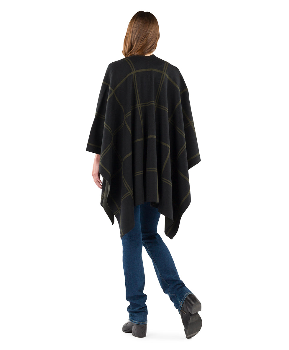 Plaid Cape - Classics - black / dark olive - by Patricia Nash - View 2 of 25