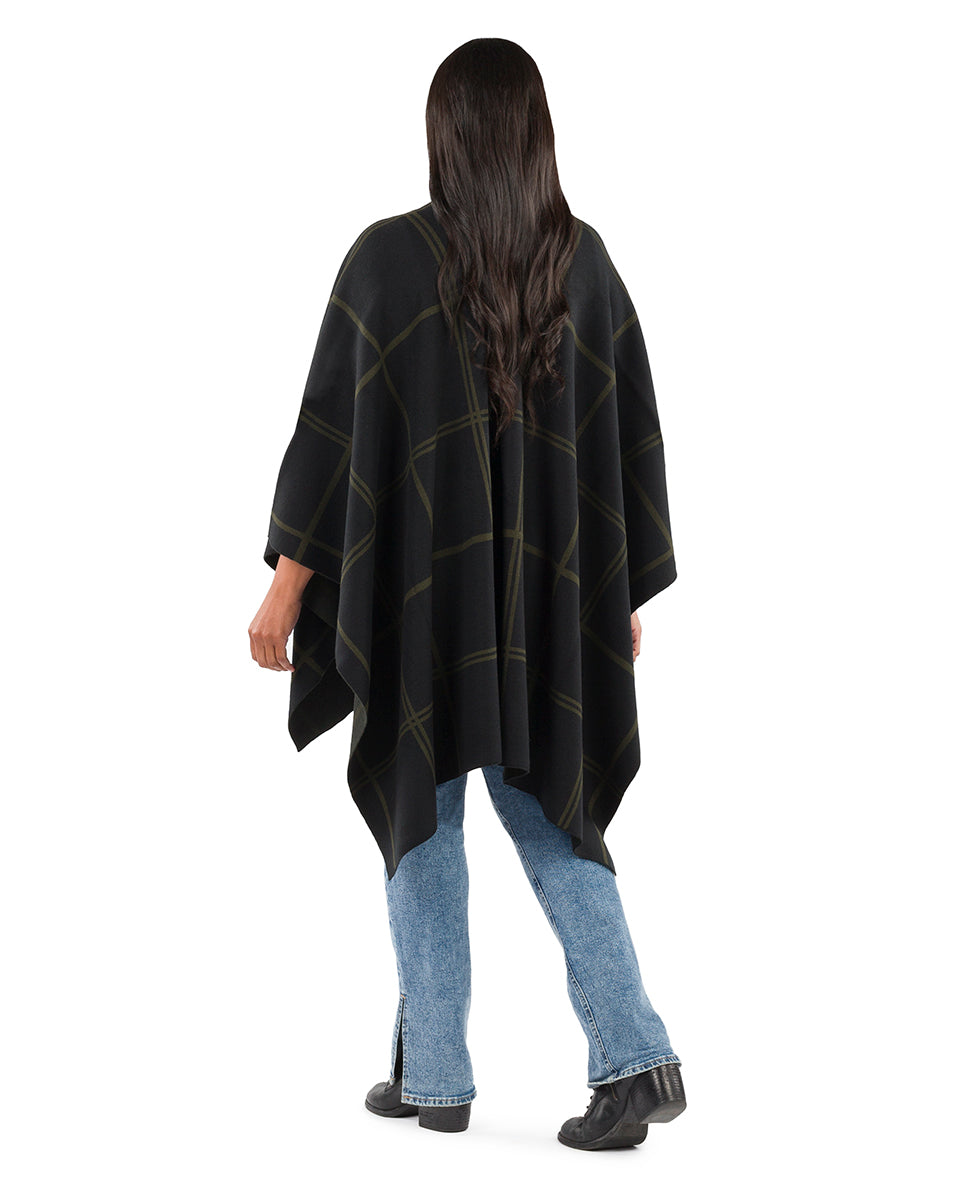 Plaid Cape - Classics - black / dark olive - by Patricia Nash - View 5 of 25