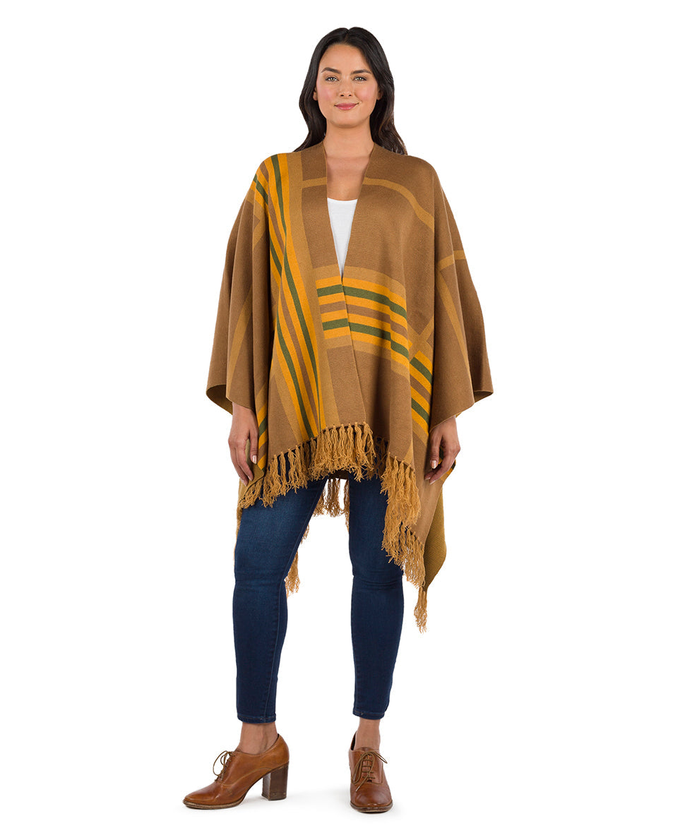 Striped Shawl - Fringed - brown - by Patricia Nash - View 7 of 14