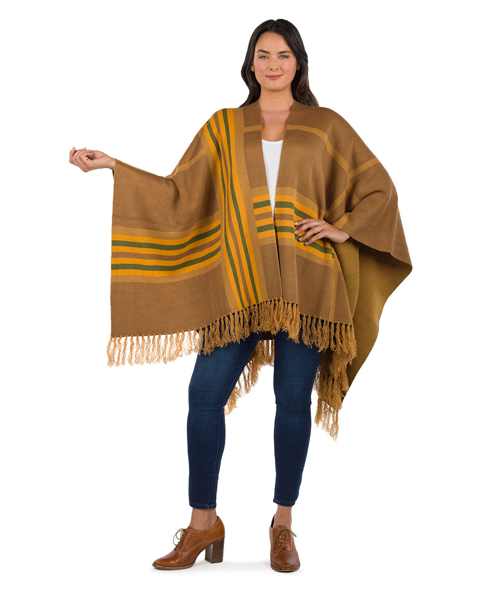 Striped Shawl - Fringed - brown - by Patricia Nash - View 9 of 14