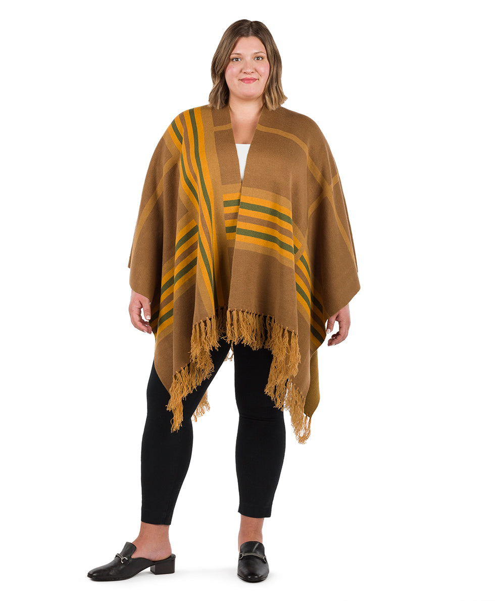 Striped Shawl - Fringed - brown - by Patricia Nash - View 10 of 14
