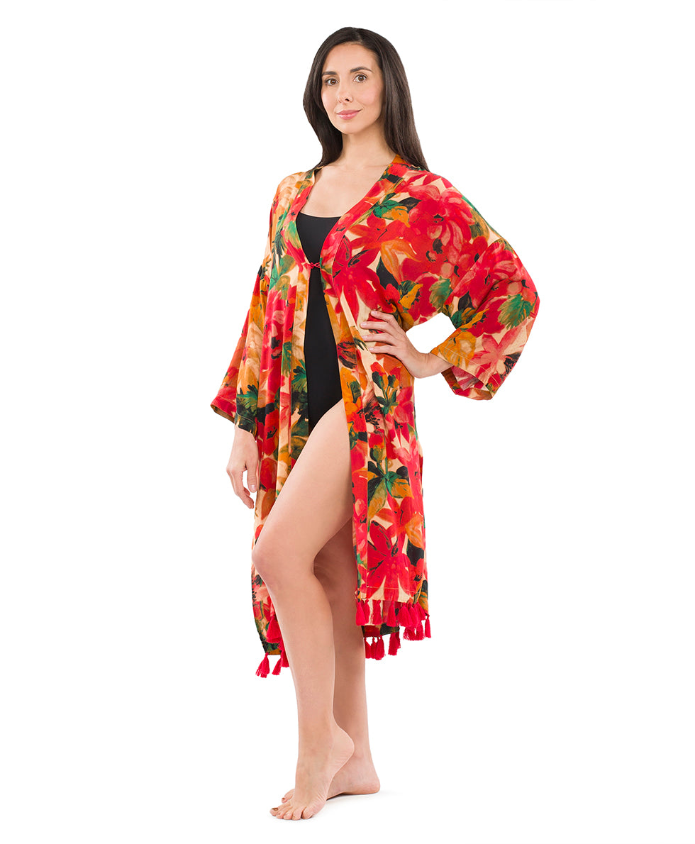 Ruana Cover‑Up with Tassels - greek ombre - by Patricia Nash - View 1 of 31