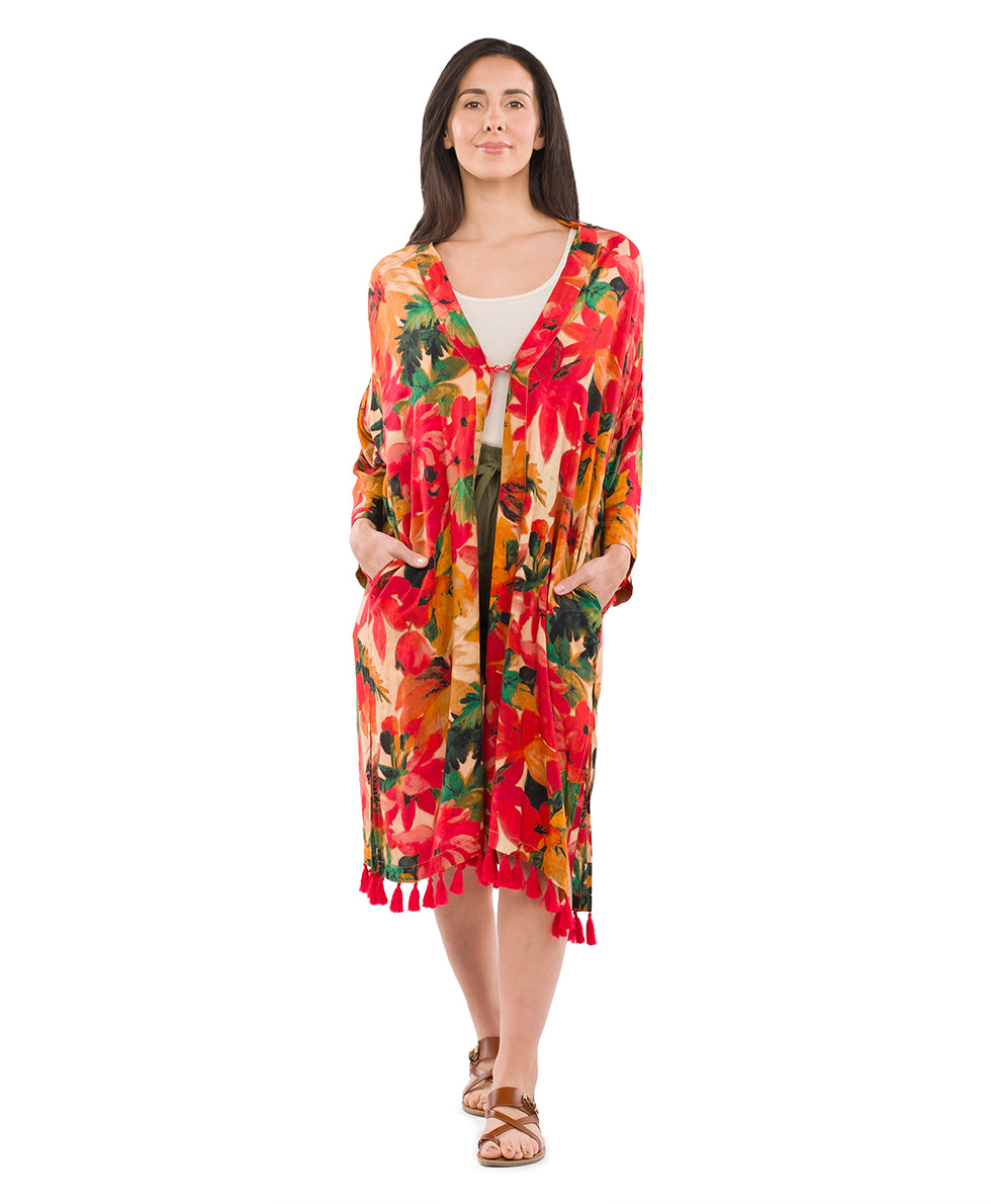 Ruana Cover‑Up with Tassels - greek ombre - by Patricia Nash - View 2 of 31