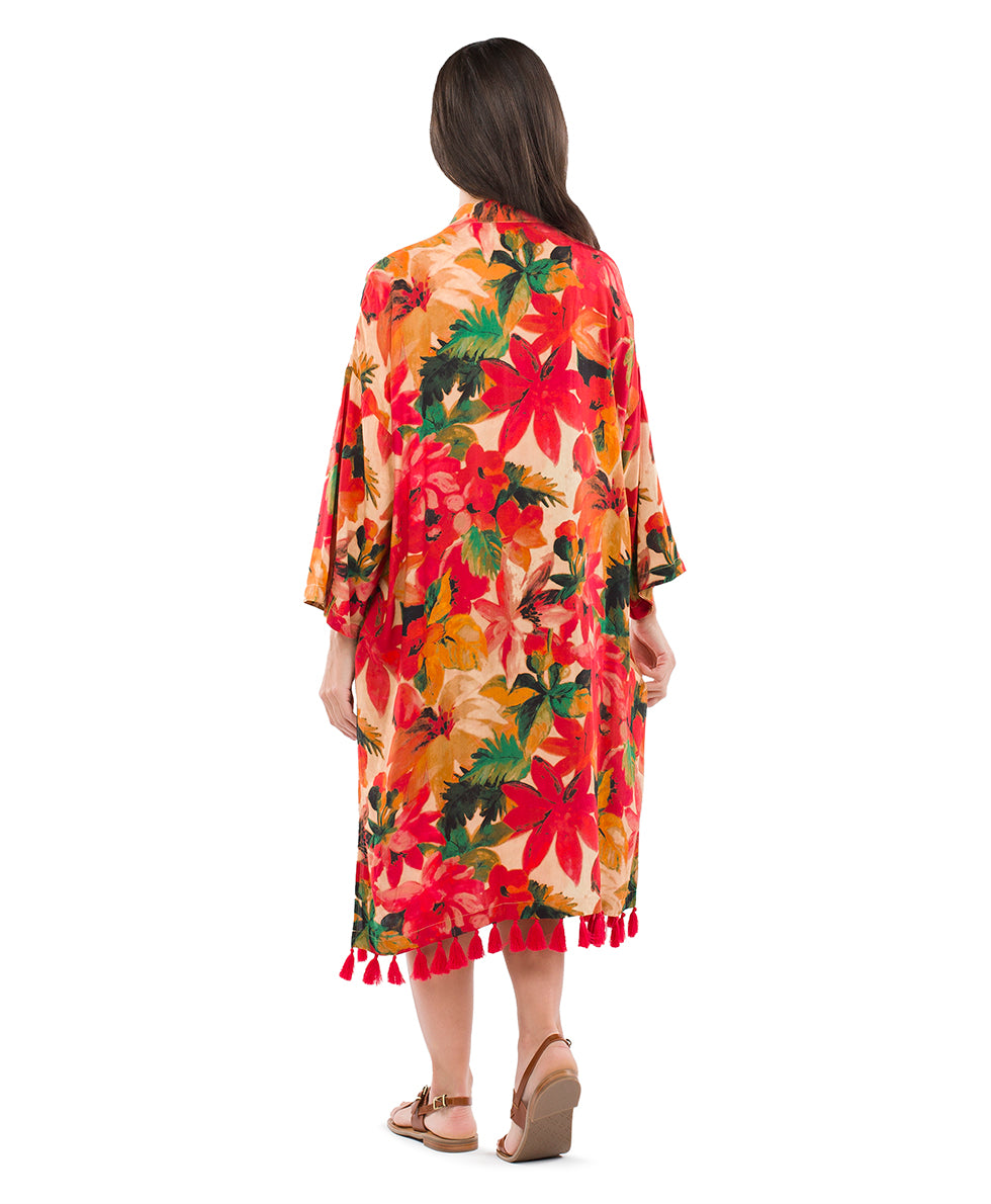 Ruana Cover‑Up with Tassels - greek ombre - by Patricia Nash - View 3 of 31