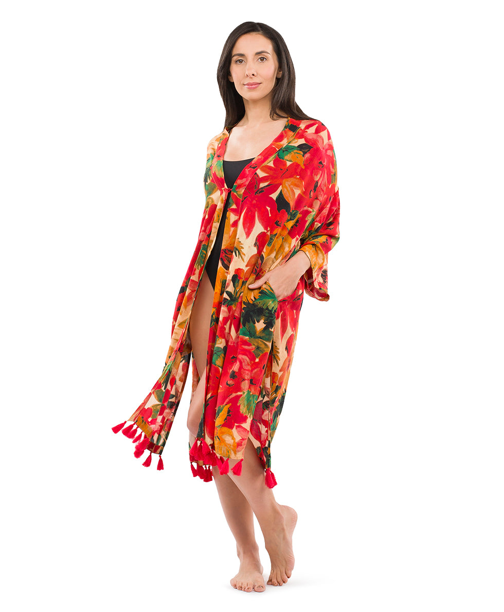 Ruana Cover‑Up with Tassels - greek ombre - by Patricia Nash - View 5 of 31