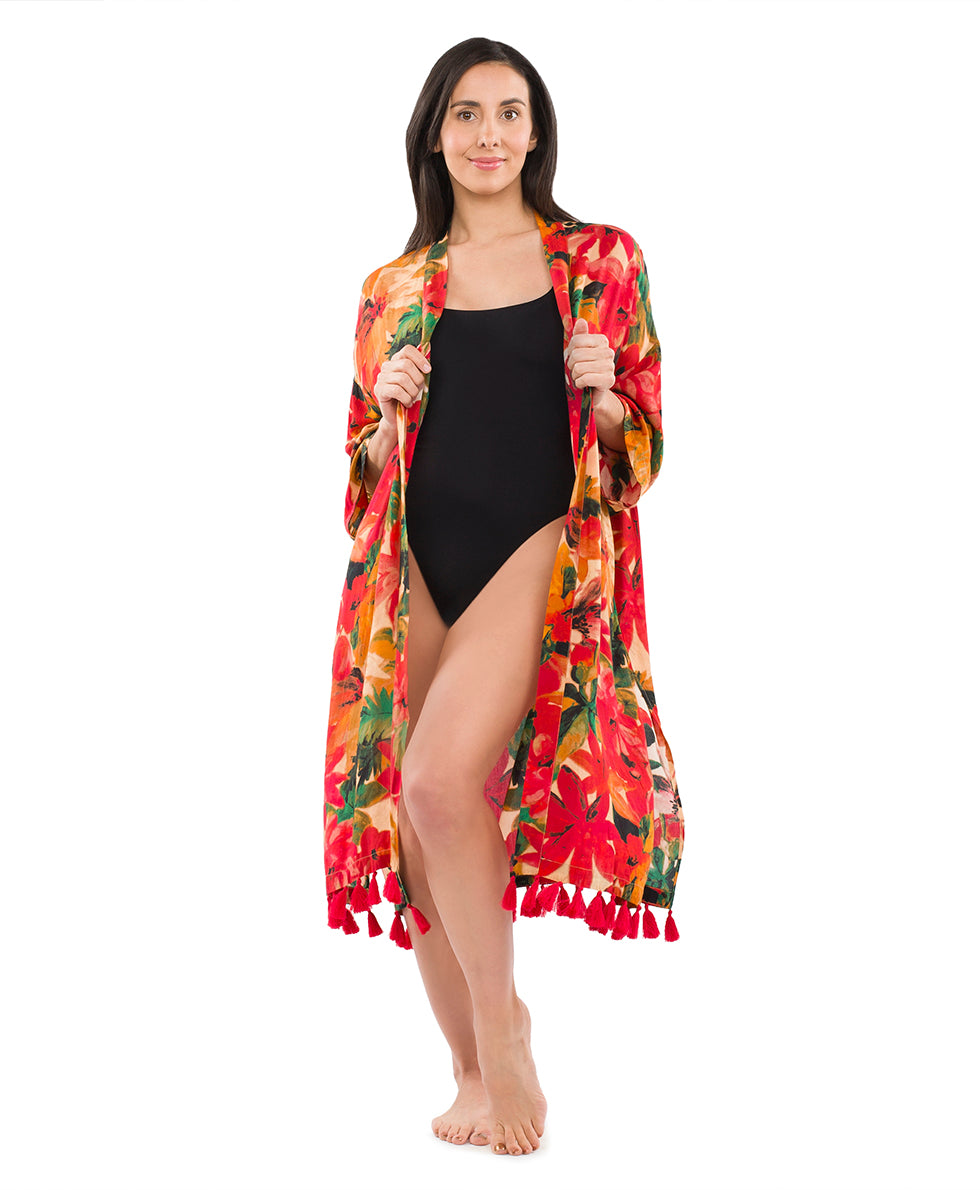 Ruana Cover‑Up with Tassels - greek ombre - by Patricia Nash - View 6 of 31