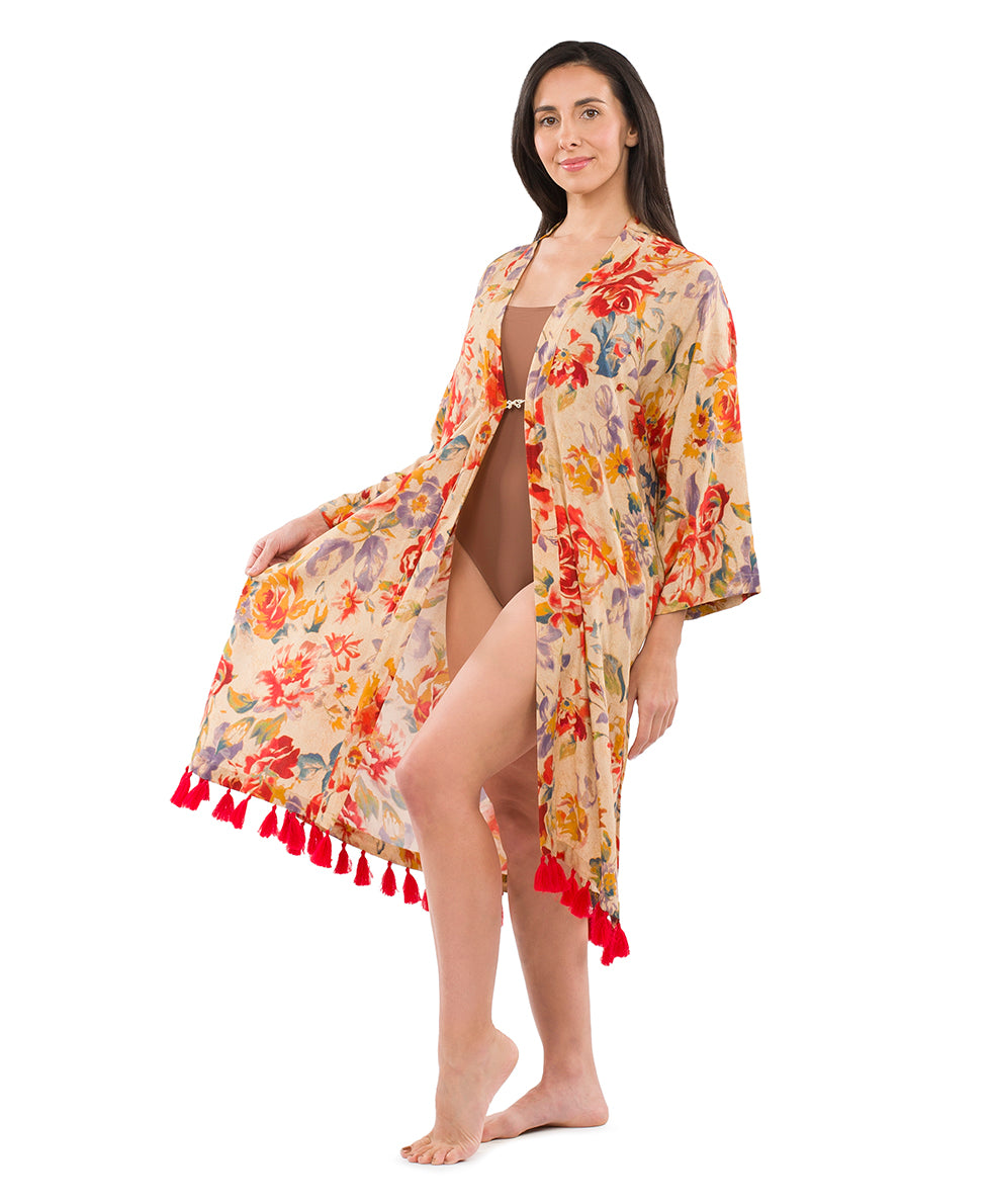 Ruana Cover‑Up with Tassels - greek ombre - by Patricia Nash - View 19 of 31