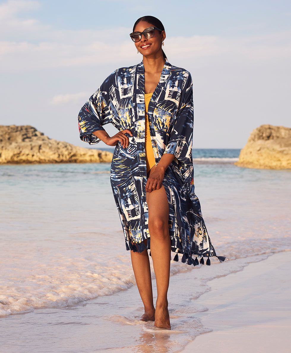 Ruana Cover‑Up with Tassels - greek ombre - by Patricia Nash - View 27 of 31
