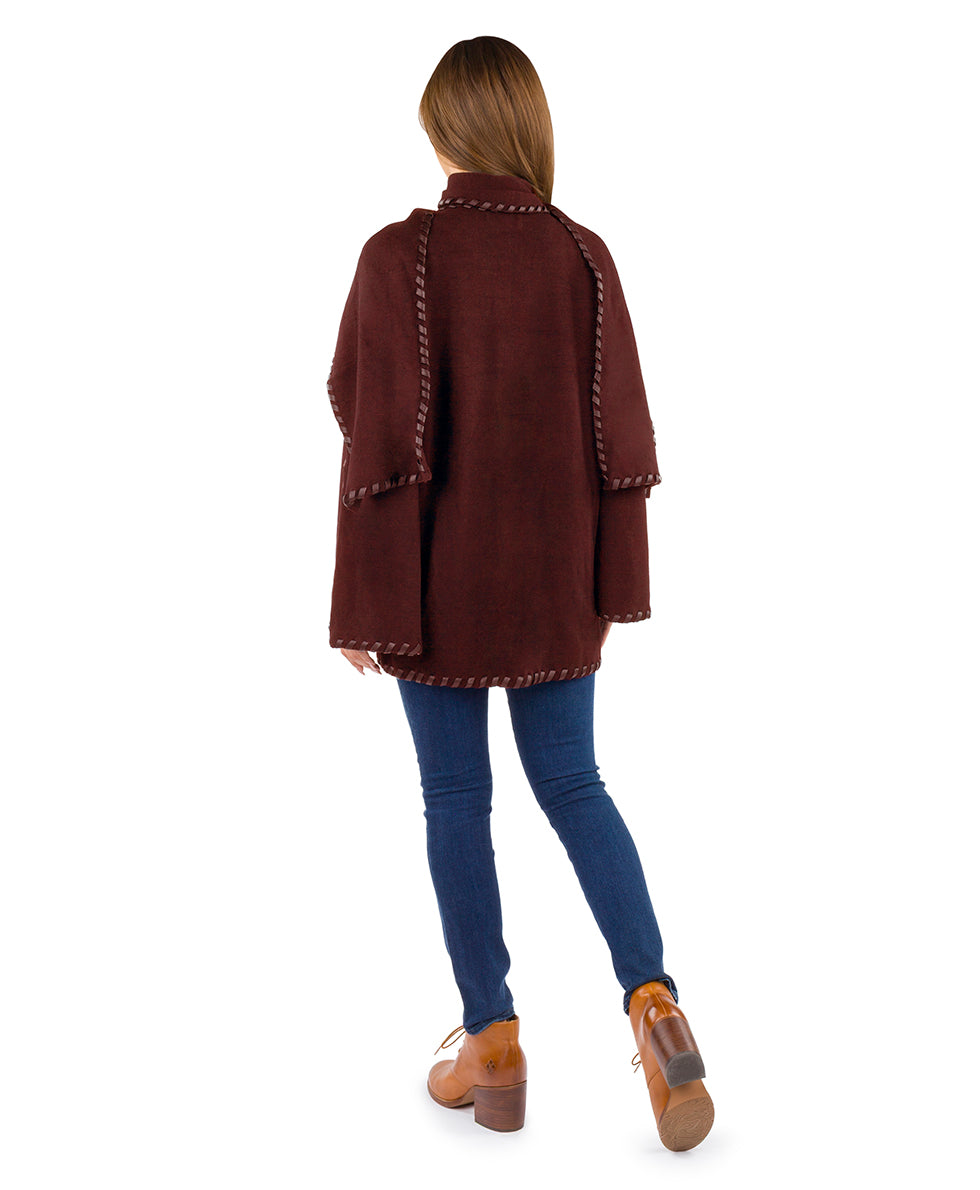 X'mas SALE【Na.e】ナエtraditional meltoncoat Hand Laced Cape Chocolate | Patricia Nash