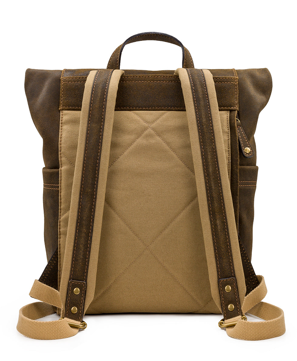 Patricia Nash Cognac Brown  Fold-Top Crossbody Backpack Backpack - Moto Leather – Patricia Nash main image 4