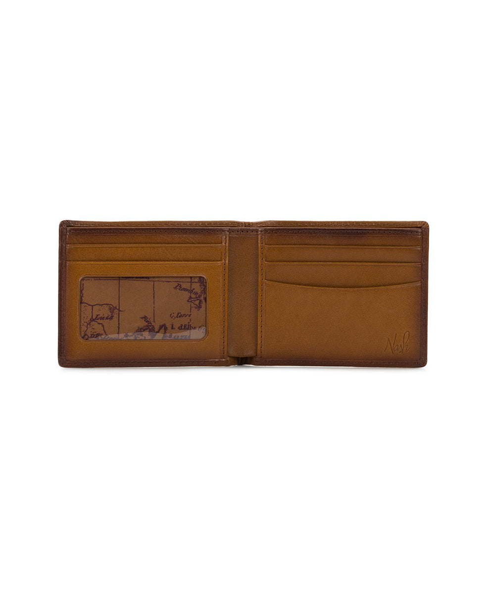 Mens - Double Billfold ID Wallet - Hand Stained Heritage - whiskey - by Patricia Nash - View 2 of 4