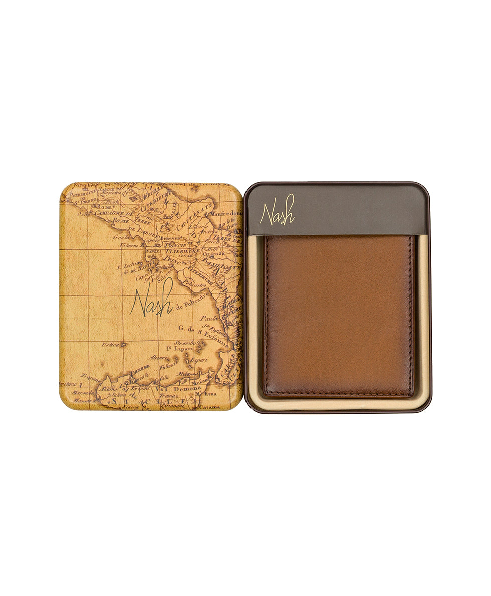 Mens - Double Billfold ID Wallet - Hand Stained Heritage - whiskey - by Patricia Nash - View 4 of 4