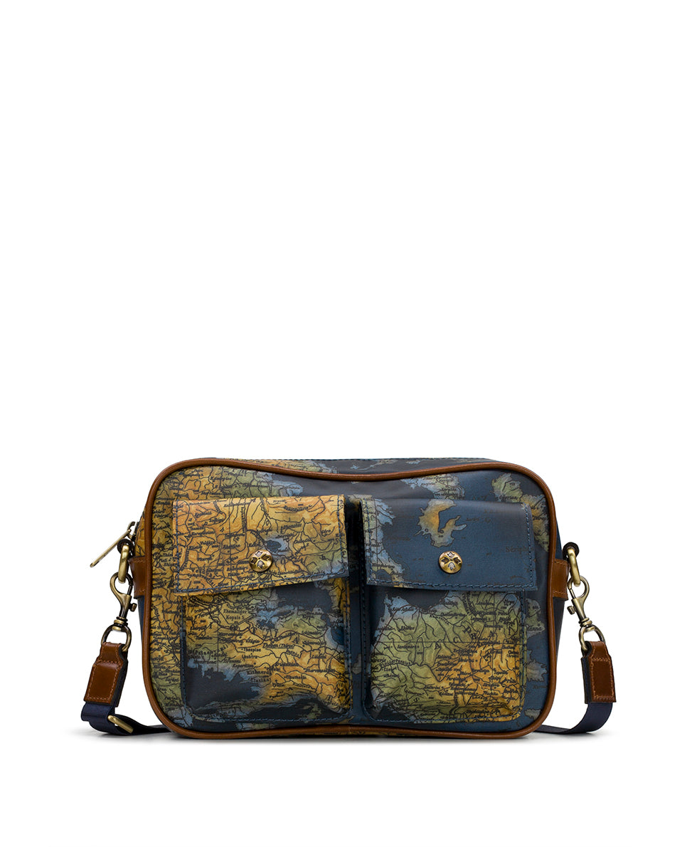 Praiano Belt Bag - Patina Coated Linen Canvas – Greek Map - greek map - by Patricia Nash - View 1 of 8