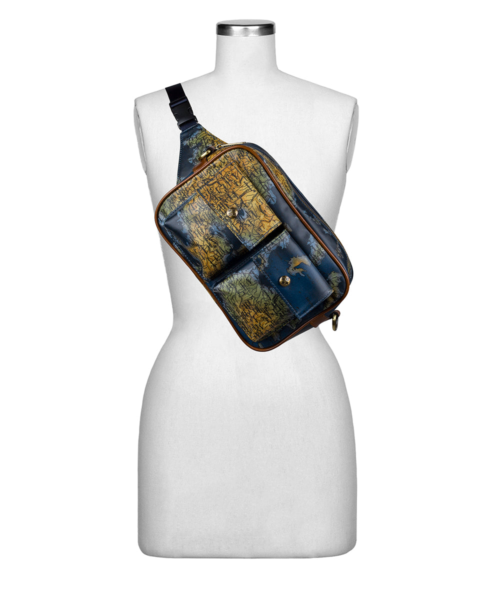 Praiano Belt Bag - Patina Coated Linen Canvas – Greek Map - greek map - by Patricia Nash - View 8 of 8