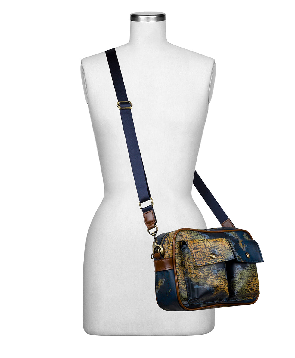 Praiano Belt Bag - Patina Coated Linen Canvas – Greek Map - greek map - by Patricia Nash - View 6 of 8