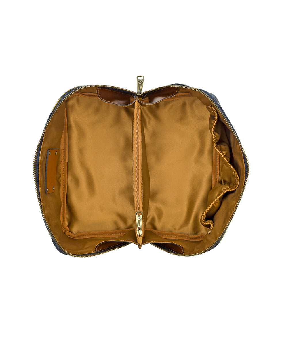 Female - Clancy Cosmetic Case - Patina Coated Linen Canvas ‑ Greek Map - greek map - by Patricia Nash - View 4 of 4