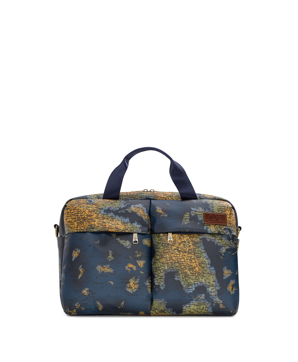 Female - Calise Carry‑On Bag - Patina Coated Linen Canvas ‑ Greek Map - greek map - by Patricia Nash - View 1 of 7