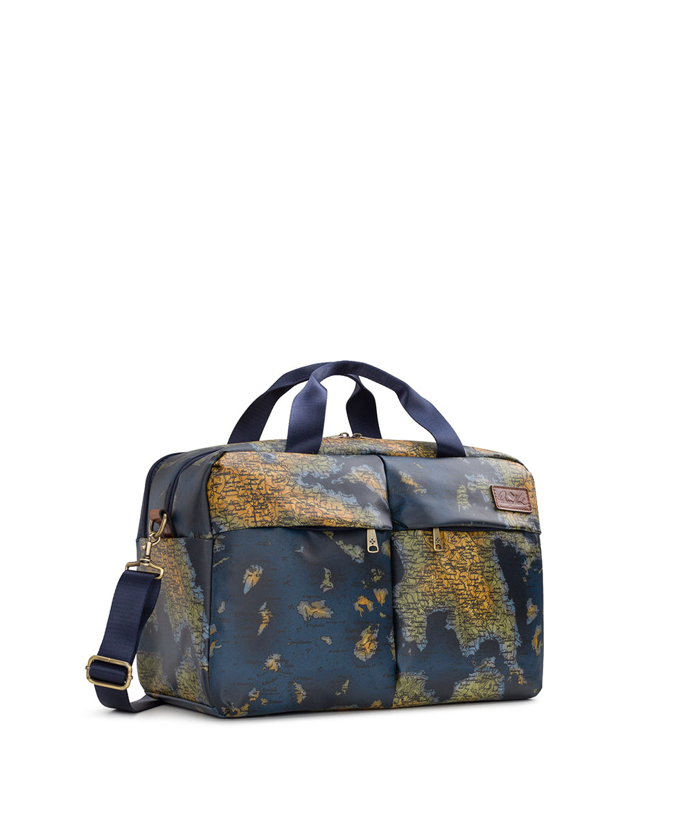 Female - Calise Carry‑On Bag - Patina Coated Linen Canvas ‑ Greek Map - greek map - by Patricia Nash - View 3 of 7