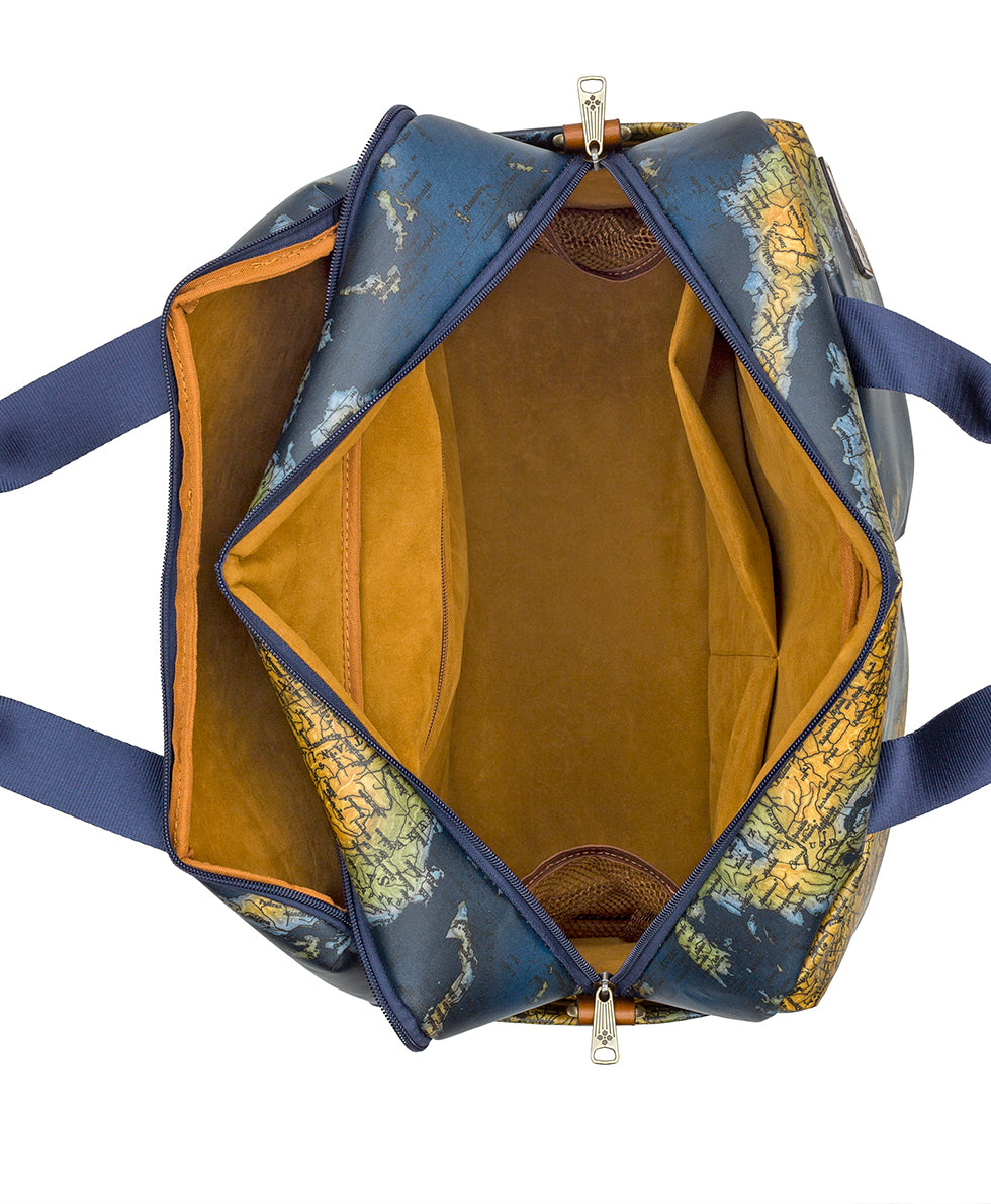 Female - Calise Carry‑On Bag - Patina Coated Linen Canvas ‑ Greek Map - greek map - by Patricia Nash - View 5 of 7