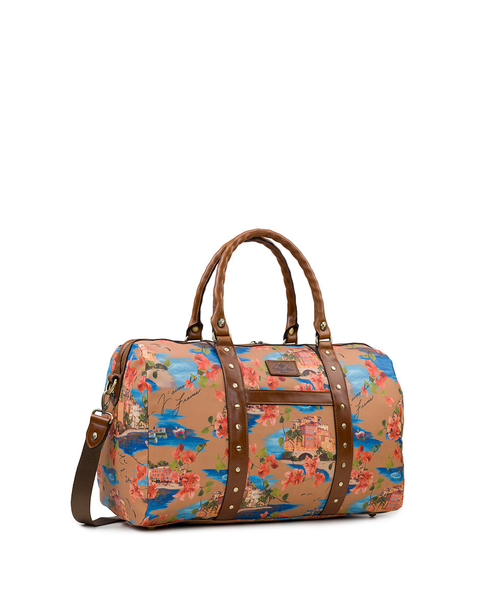 Milano Weekender Duffel Bag - Patina Coated Linen Canvas European Map –  Patricia Nash