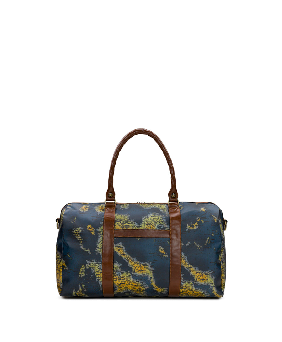 Female - Milano Weekender Duffel - Patina Coated Linen Canvas – Greek Map - greek map - by Patricia Nash - View 2 of 4