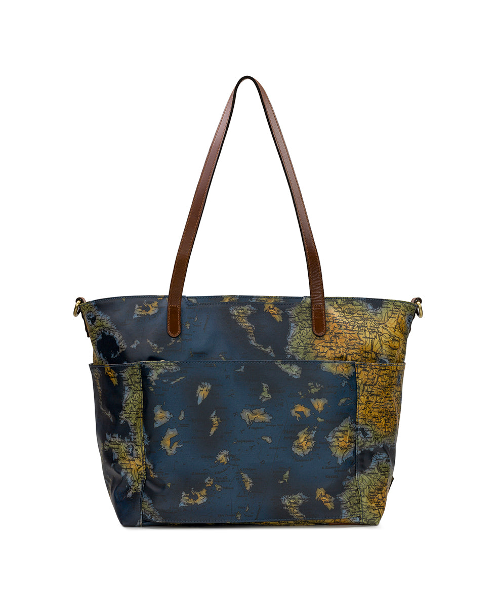 Female - Sorlana Travel Tote - Patina Coated Linen Canvas — Greek Map - greek map - by Patricia Nash - View 2 of 5